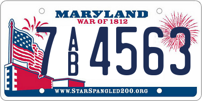 MD license plate 7AB4563