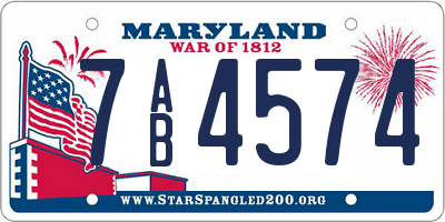 MD license plate 7AB4574