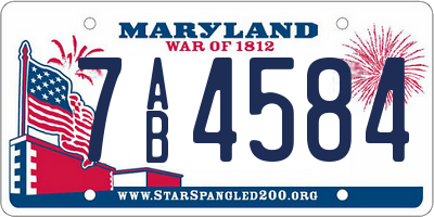 MD license plate 7AB4584