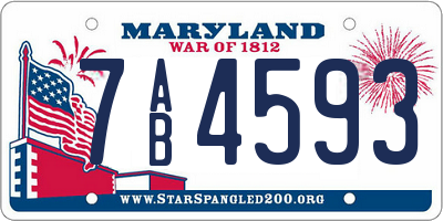 MD license plate 7AB4593