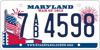 MD license plate 7AB4598