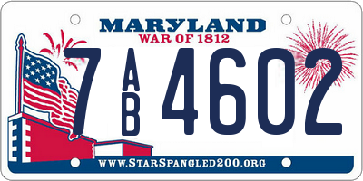 MD license plate 7AB4602