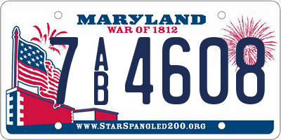 MD license plate 7AB4608