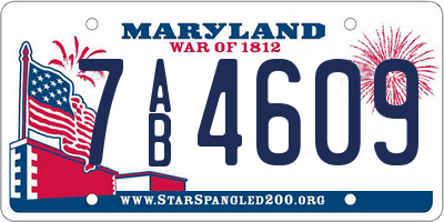 MD license plate 7AB4609