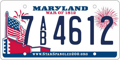 MD license plate 7AB4612