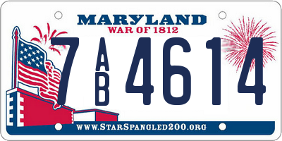 MD license plate 7AB4614