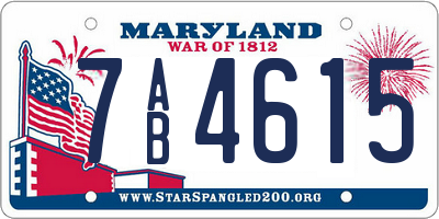 MD license plate 7AB4615