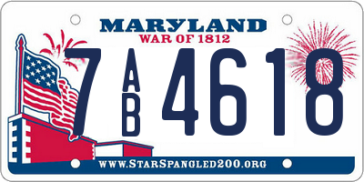 MD license plate 7AB4618