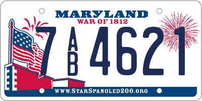 MD license plate 7AB4621