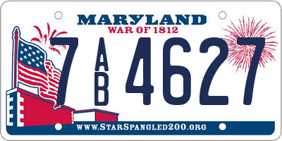 MD license plate 7AB4627