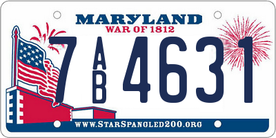 MD license plate 7AB4631