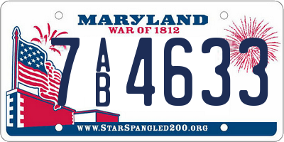MD license plate 7AB4633