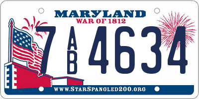 MD license plate 7AB4634