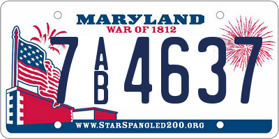 MD license plate 7AB4637