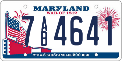 MD license plate 7AB4641