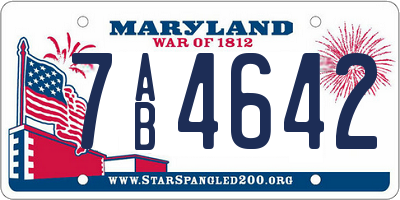MD license plate 7AB4642