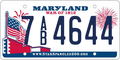 MD license plate 7AB4644