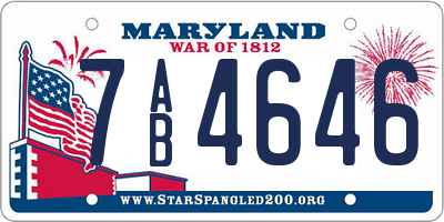 MD license plate 7AB4646