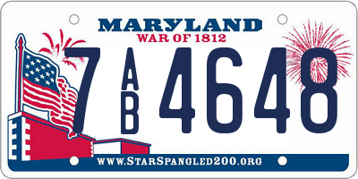 MD license plate 7AB4648