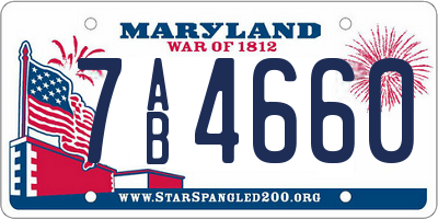 MD license plate 7AB4660