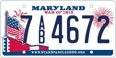 MD license plate 7AB4672