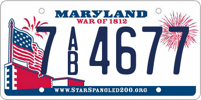 MD license plate 7AB4677