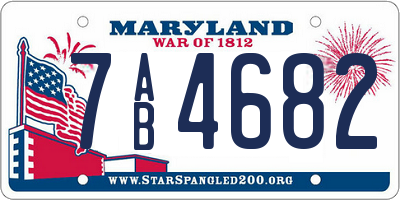 MD license plate 7AB4682