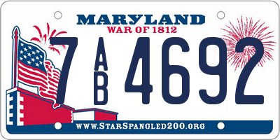 MD license plate 7AB4692