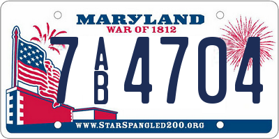 MD license plate 7AB4704