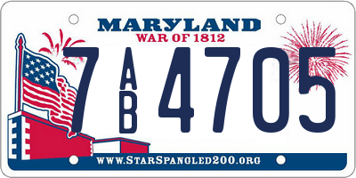 MD license plate 7AB4705