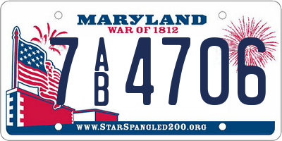 MD license plate 7AB4706