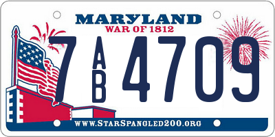 MD license plate 7AB4709