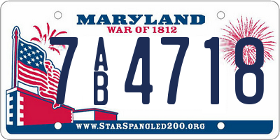 MD license plate 7AB4718