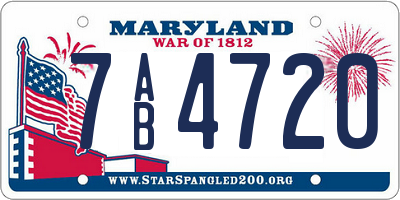 MD license plate 7AB4720