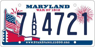 MD license plate 7AB4721