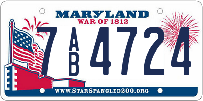 MD license plate 7AB4724
