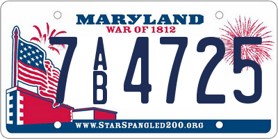 MD license plate 7AB4725