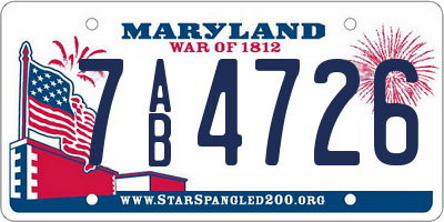 MD license plate 7AB4726
