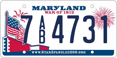 MD license plate 7AB4731