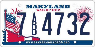 MD license plate 7AB4732