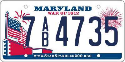 MD license plate 7AB4735
