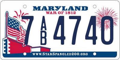 MD license plate 7AB4740