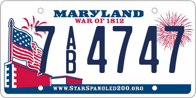 MD license plate 7AB4747