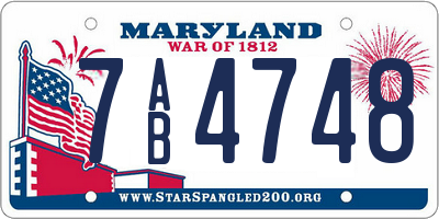 MD license plate 7AB4748