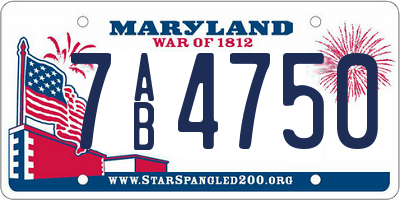 MD license plate 7AB4750