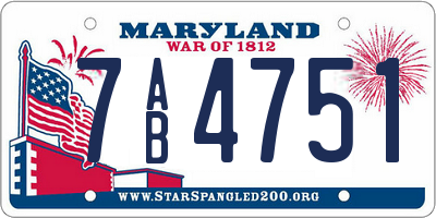 MD license plate 7AB4751
