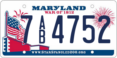 MD license plate 7AB4752
