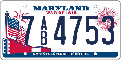 MD license plate 7AB4753