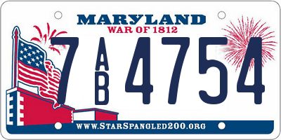 MD license plate 7AB4754