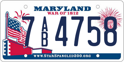 MD license plate 7AB4758